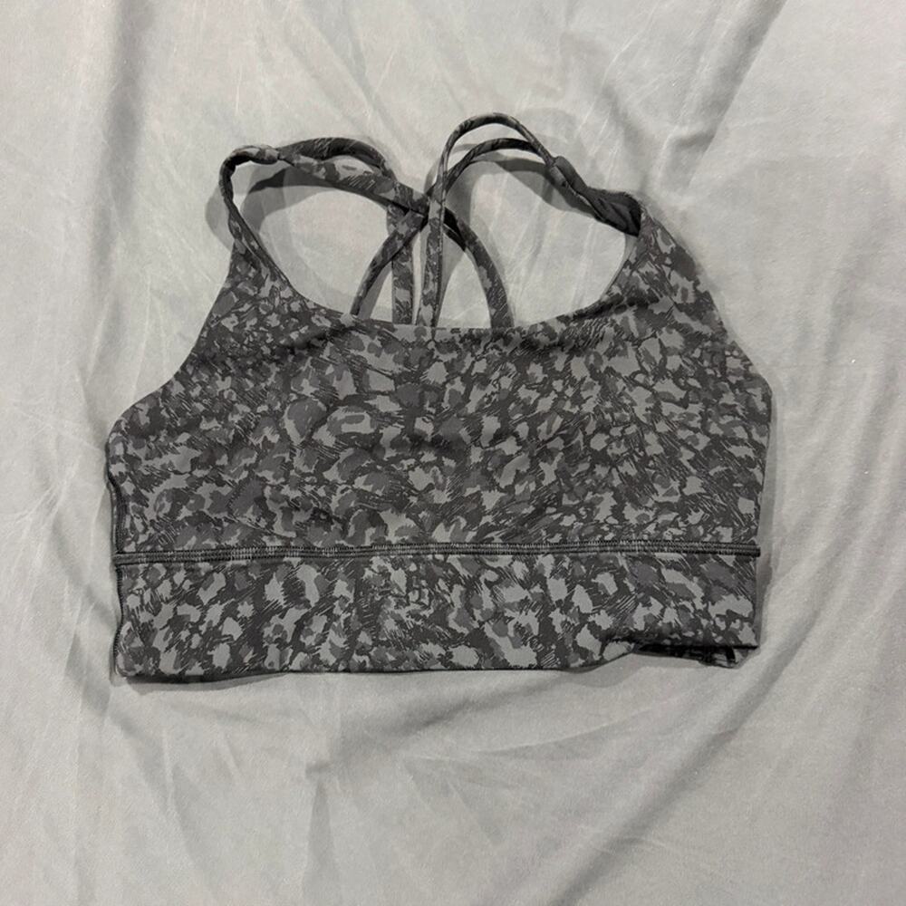 Lululemon Energy Longline Bra B-D Cup Medium Support Camo Gray Black Size 6